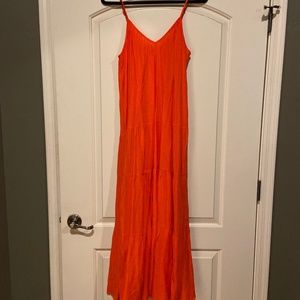Gauzy Linen Flowy Coral Maxi Dress LOVE By Gap